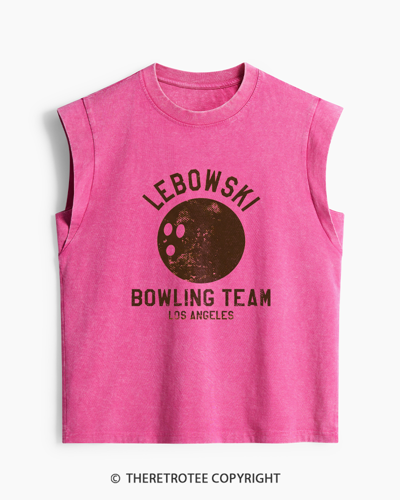 TheRetroTee Lebowski Bowling Team Los Angeles 1980s Washed Tank Top