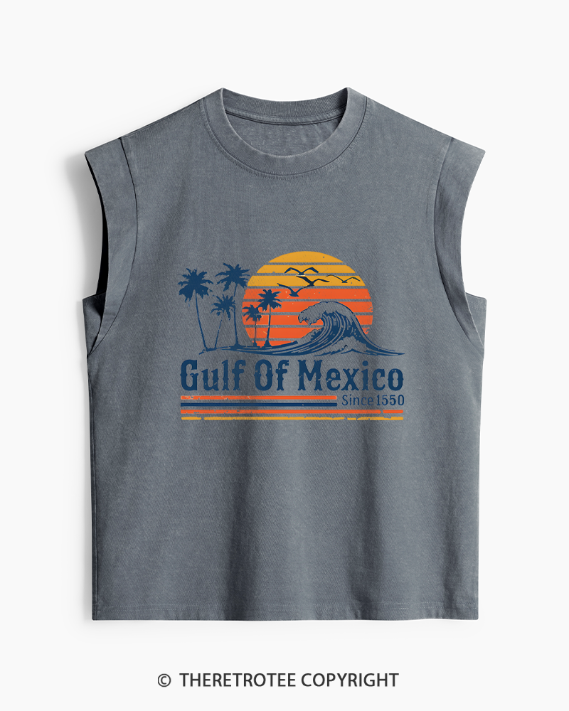 TheRetroTee Gulf Of Mexico 1970s Washed Tank Top