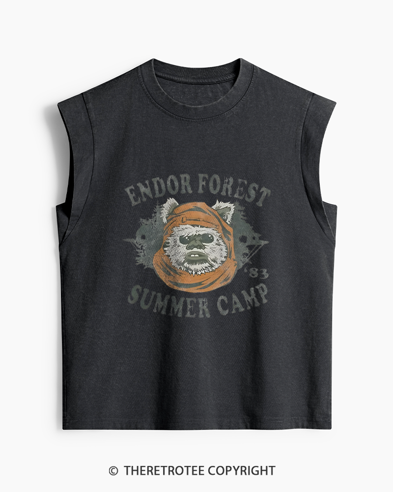 TheRetroTee Endor Forest Summer Camp 1980s Washed Tank Top