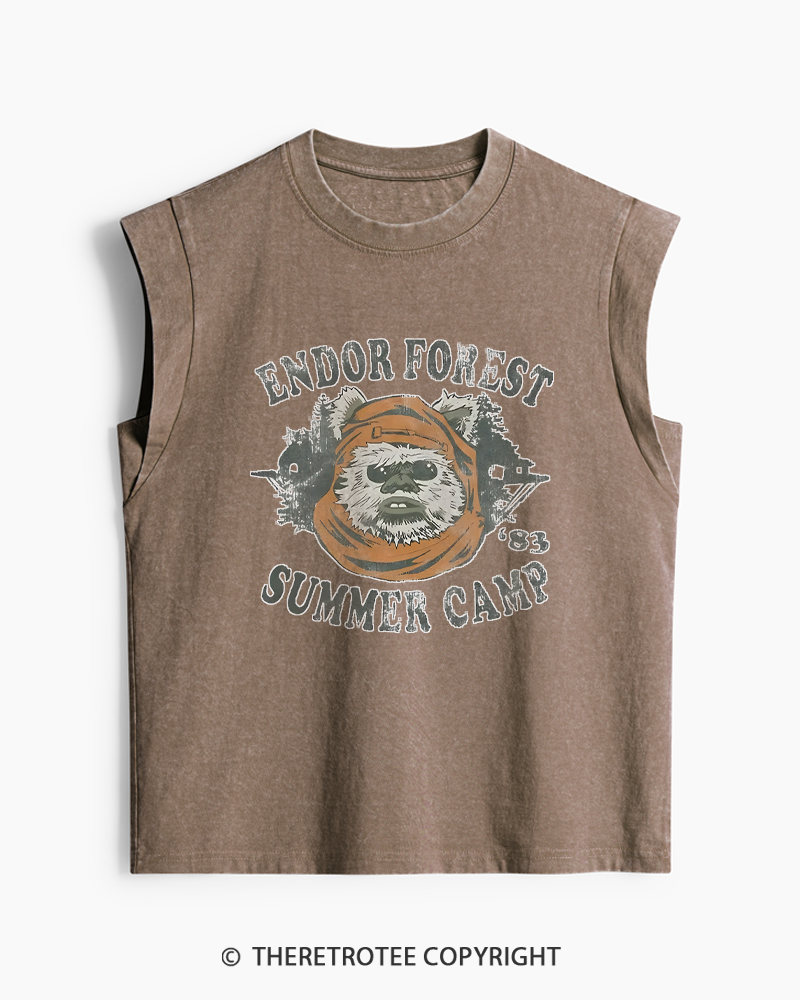 TheRetroTee Endor Forest Summer Camp 1980s Washed Tank Top