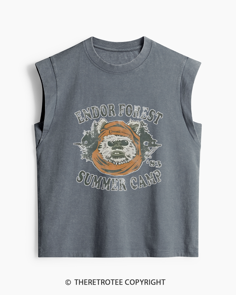 TheRetroTee Endor Forest Summer Camp 1980s Washed Tank Top