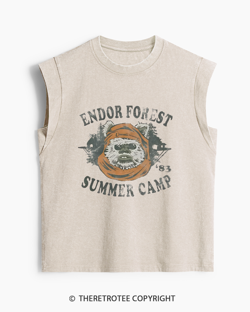 TheRetroTee Endor Forest Summer Camp 1980s Washed Tank Top