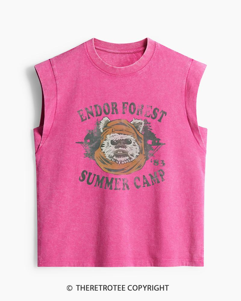 TheRetroTee Endor Forest Summer Camp 1980s Washed Tank Top