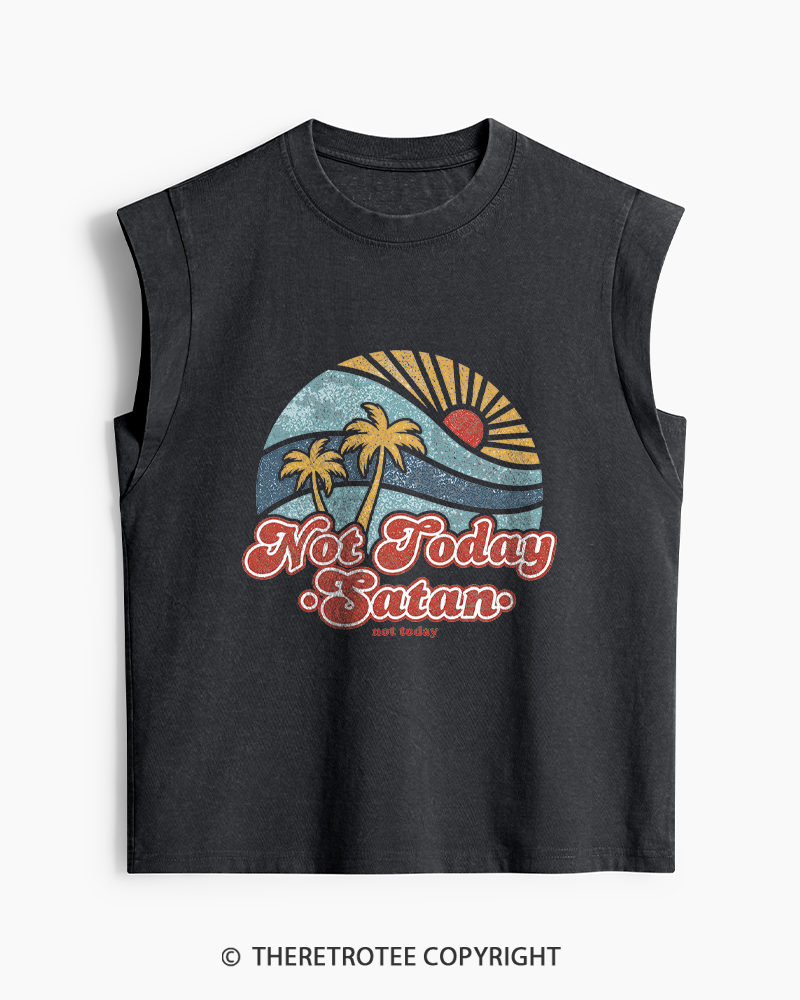 TheRetroTee Not Today Satan Washed Tank Top