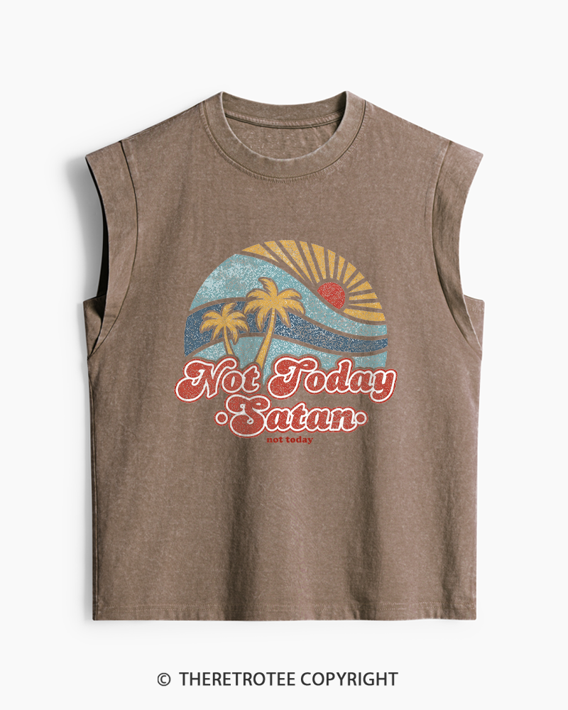 TheRetroTee Not Today Satan Washed Tank Top