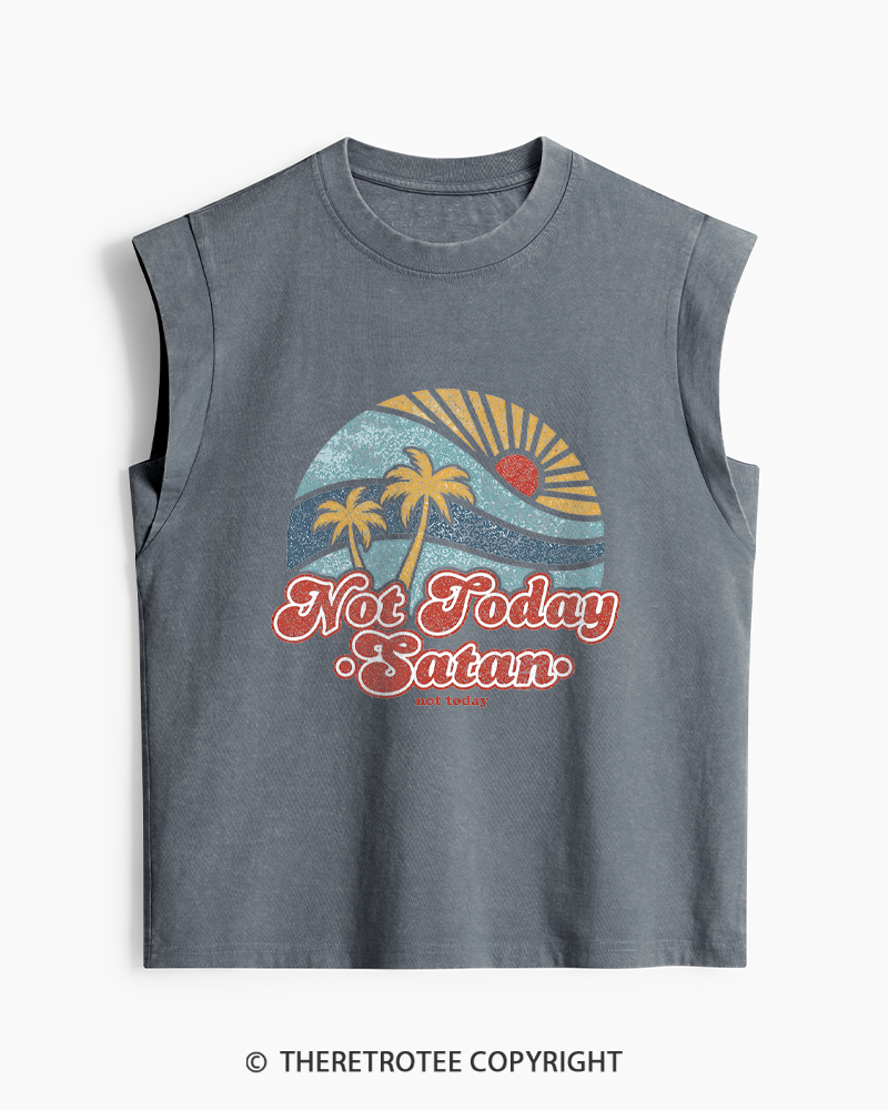 TheRetroTee Not Today Satan Washed Tank Top