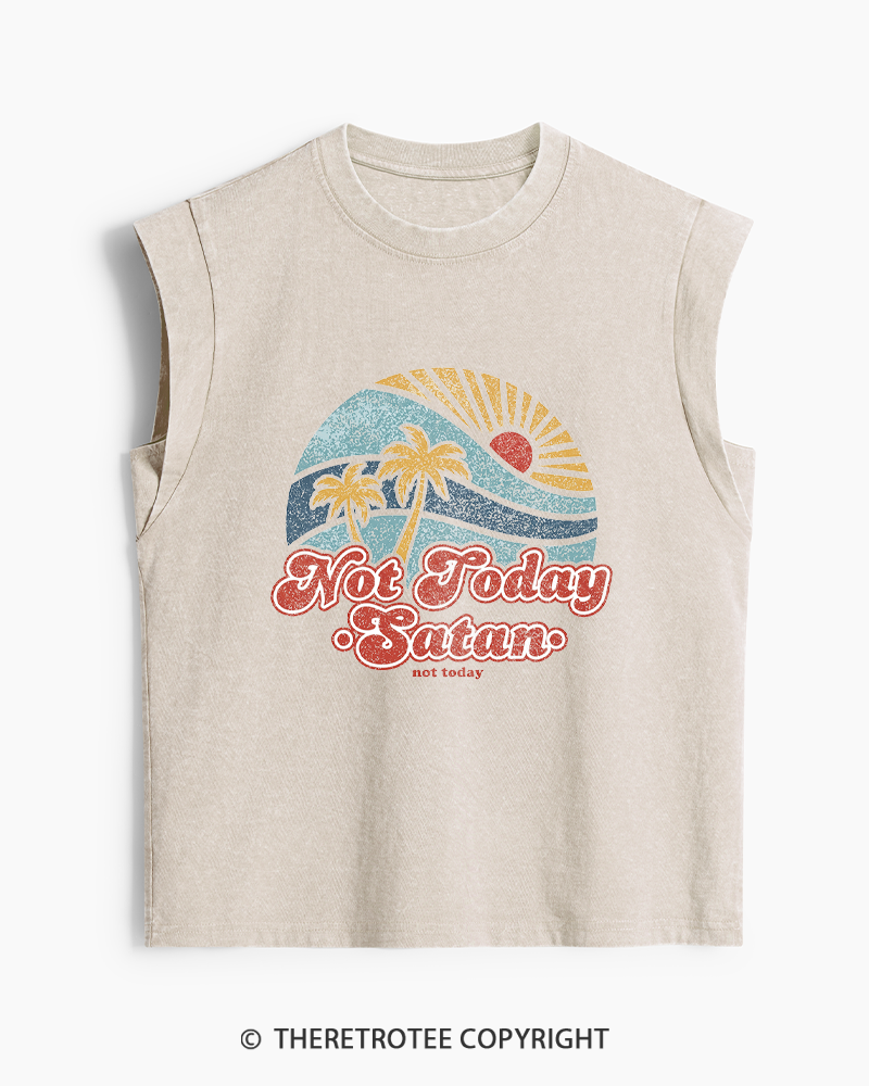 TheRetroTee Not Today Satan Washed Tank Top