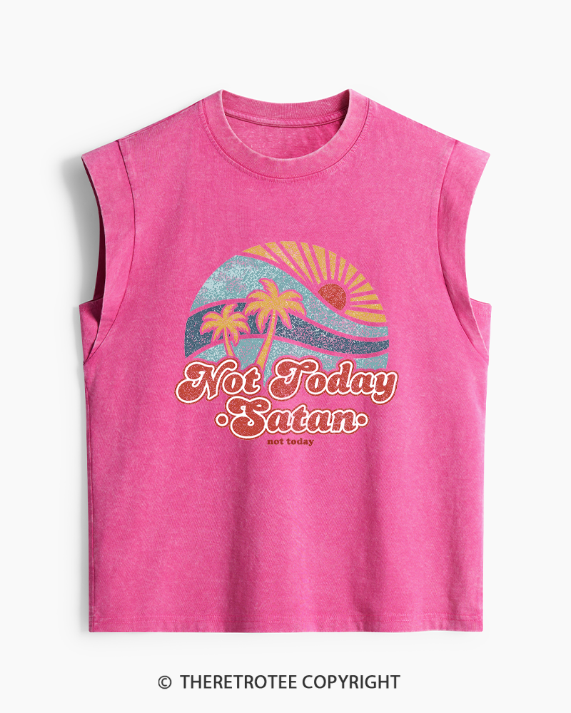 TheRetroTee Not Today Satan Washed Tank Top