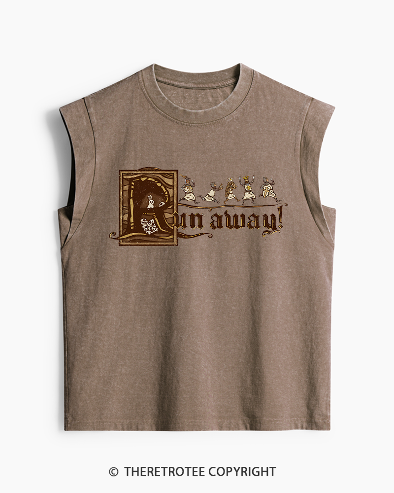 TheRetroTee Run Away 1970s Washed Tank Top
