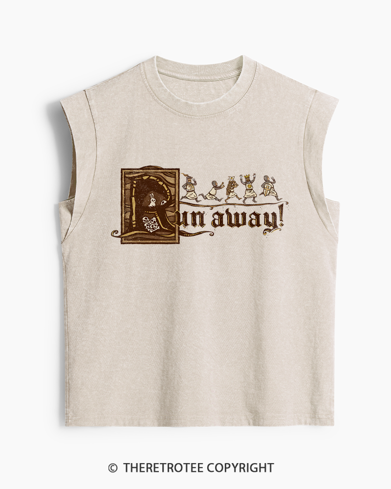 TheRetroTee Run Away 1970s Washed Tank Top