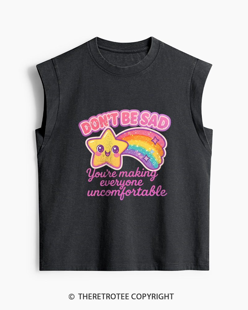 TheRetroTee Sarcastic Rainbow Star 1970s Women's Washed Tank Top
