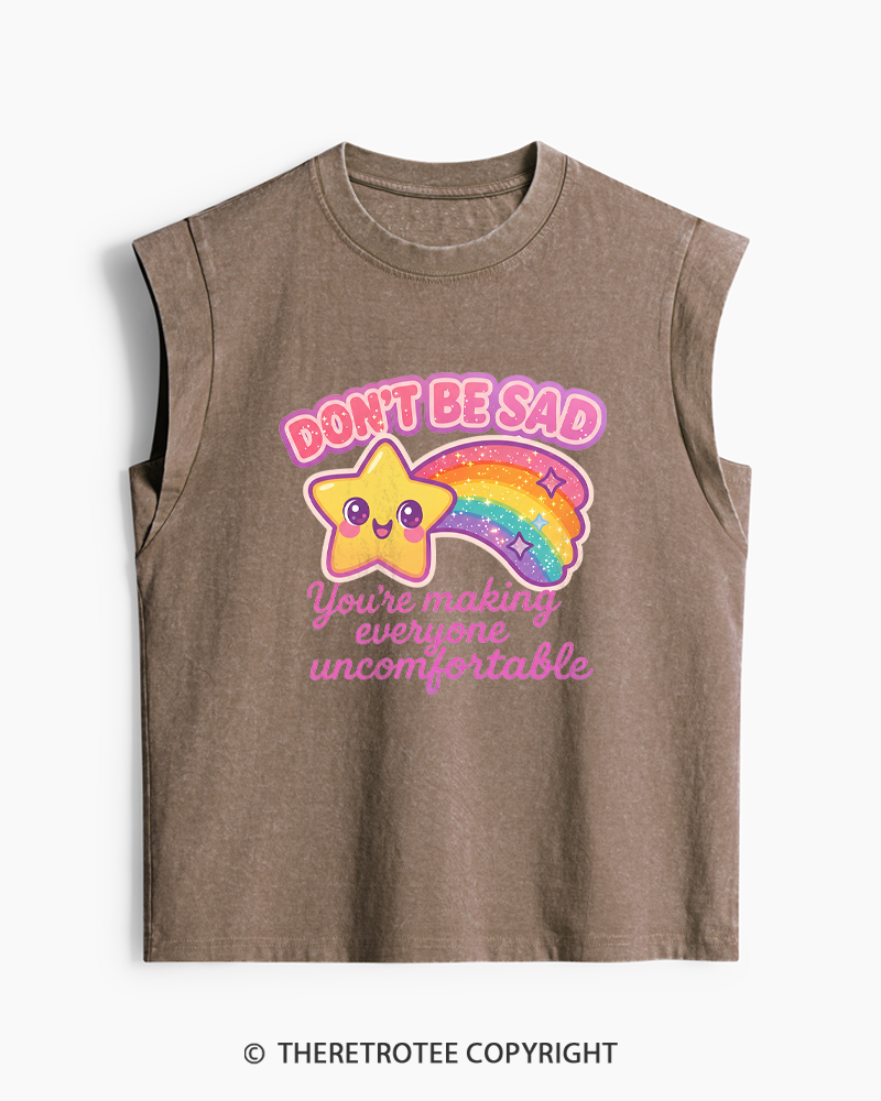 TheRetroTee Sarcastic Rainbow Star 1970s Women's Washed Tank Top
