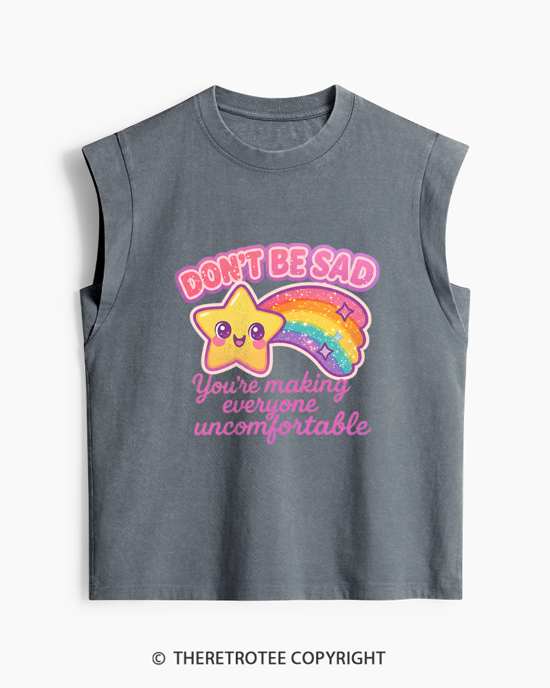 TheRetroTee Sarcastic Rainbow Star 1970s Women's Washed Tank Top