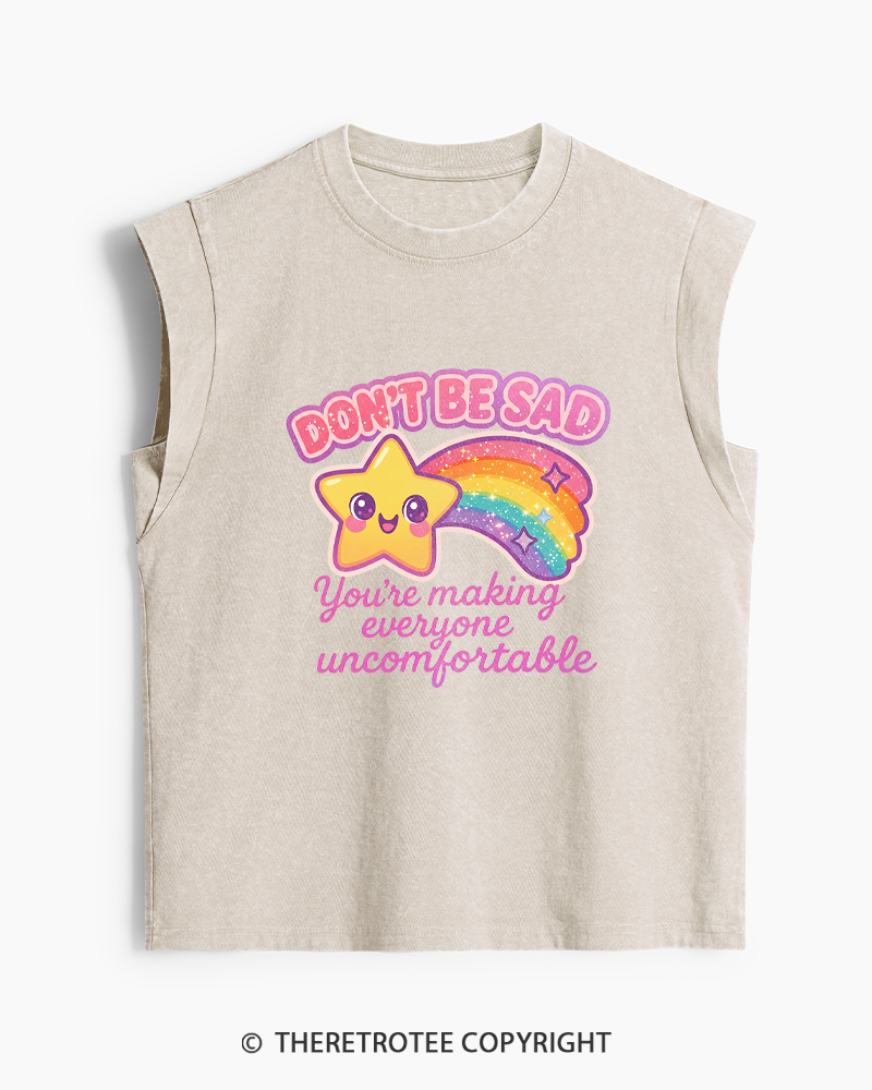 TheRetroTee Sarcastic Rainbow Star 1970s Women's Washed Tank Top