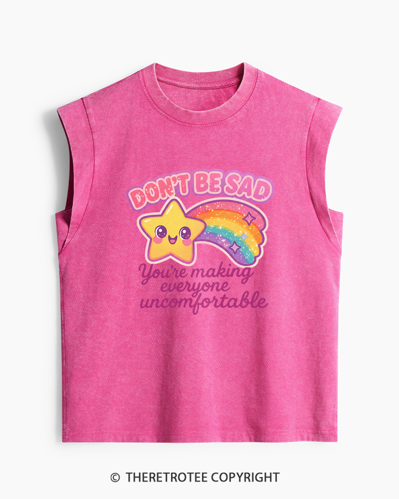 TheRetroTee Sarcastic Rainbow Star 1970s Women's Washed Tank Top