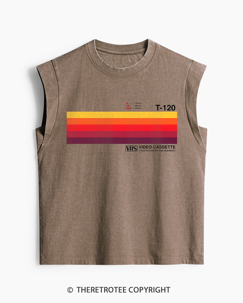 TheRetroTee Sunset Video Cassette VHS 1980s Women's Washed Tank Top