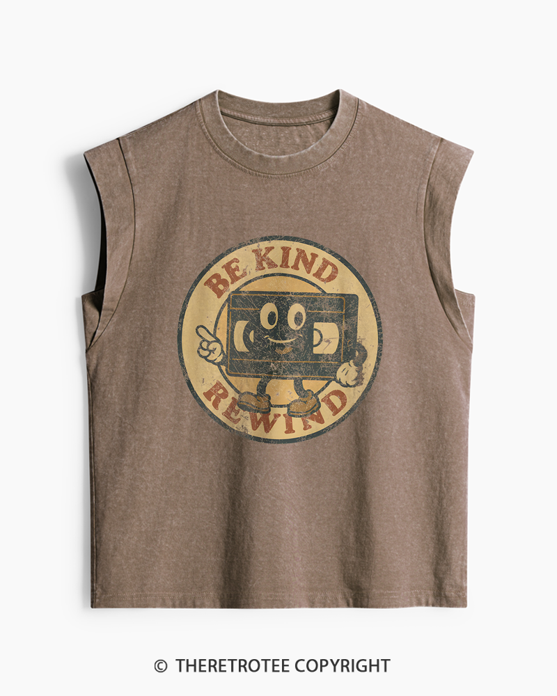 TheRetroTee Be Kind Rewind 1980s Washed Tank Top