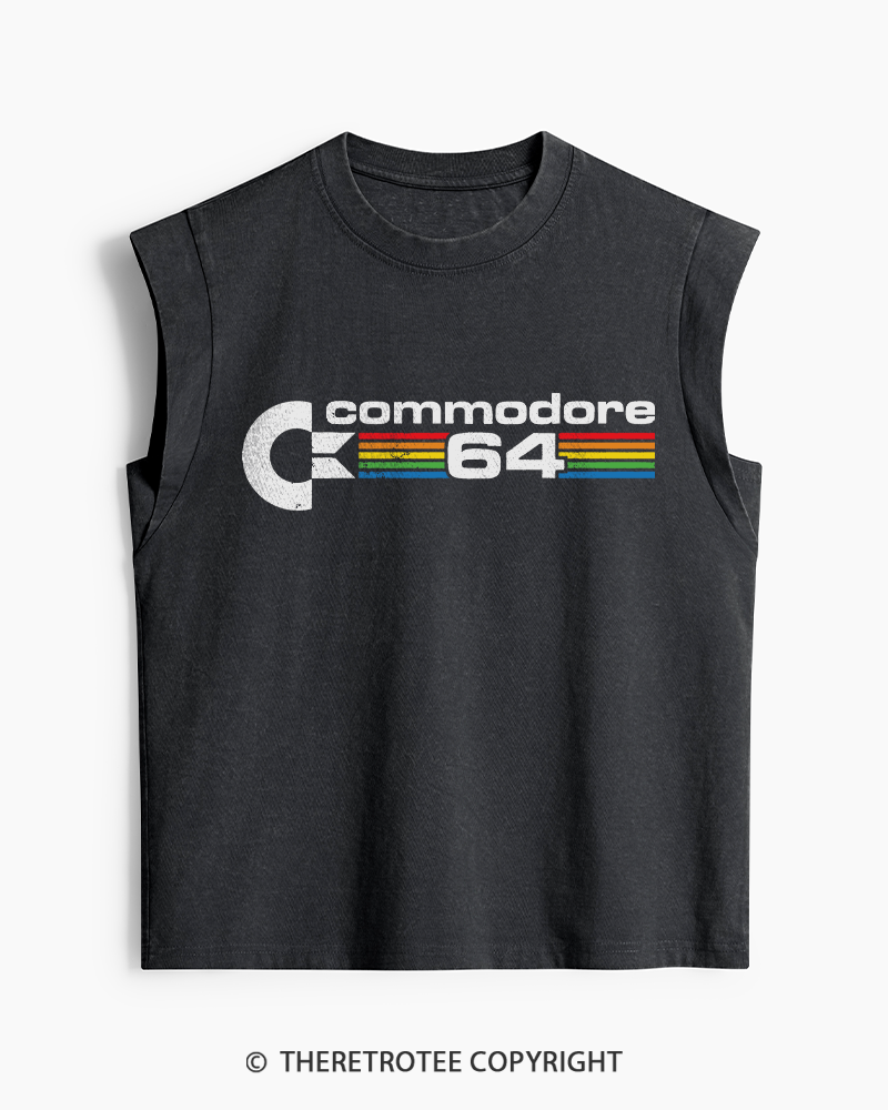 TheRetroTee Commodore 64 1980s Washed Tank Top
