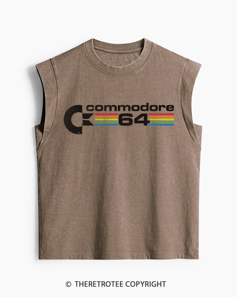 TheRetroTee Commodore 64 1980s Washed Tank Top