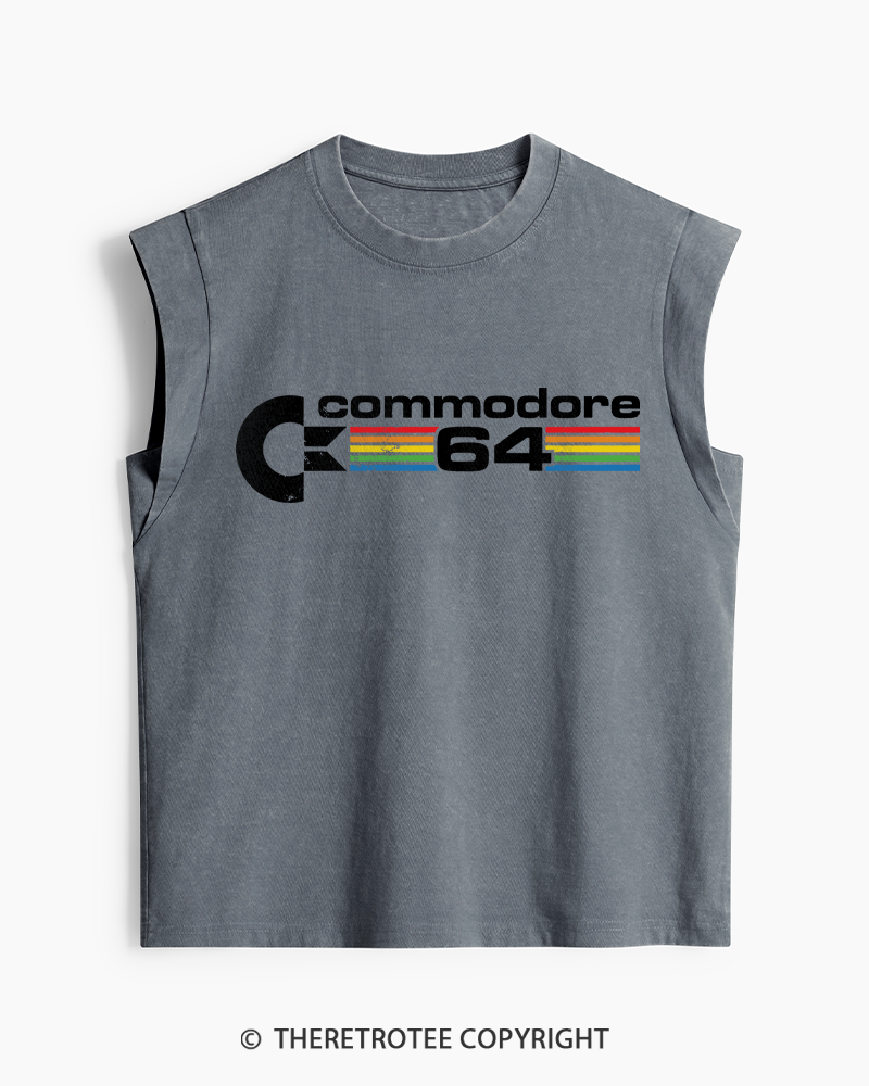 TheRetroTee Commodore 64 1980s Washed Tank Top