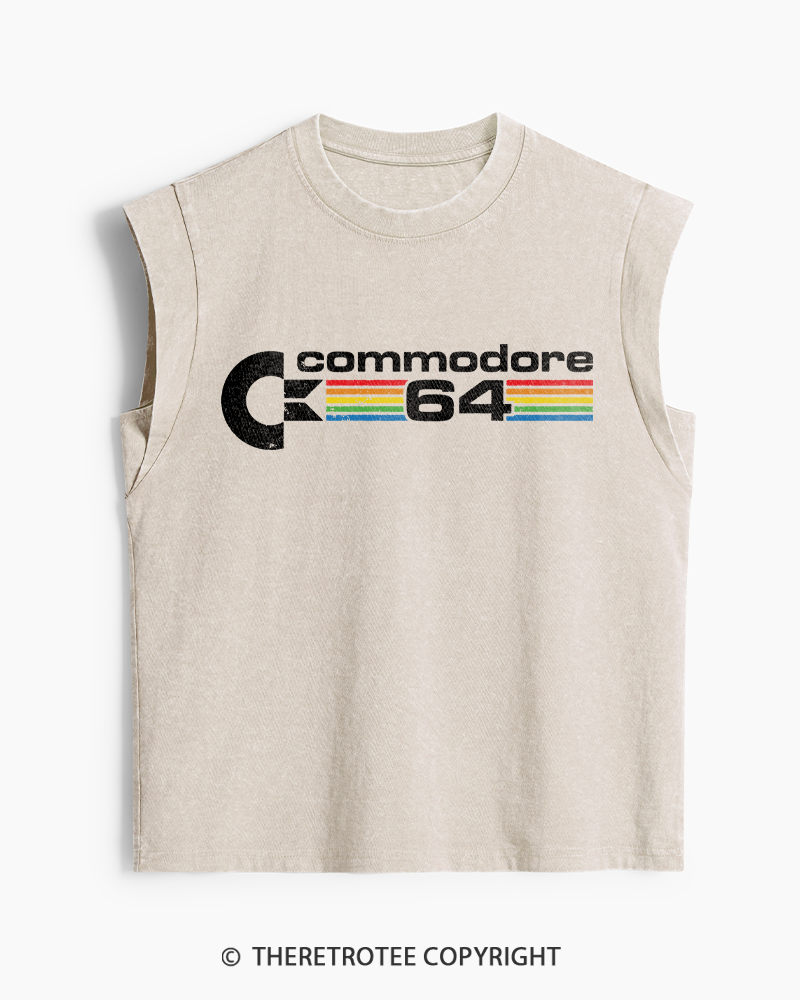 TheRetroTee Commodore 64 1980s Washed Tank Top