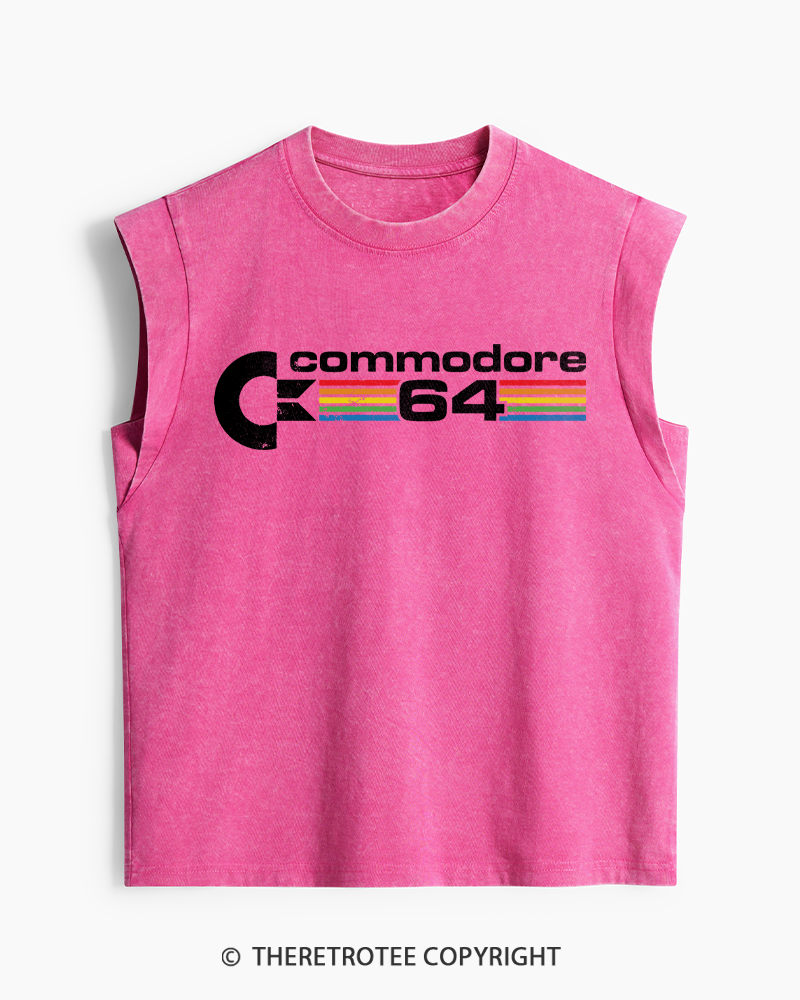 TheRetroTee Commodore 64 1980s Washed Tank Top