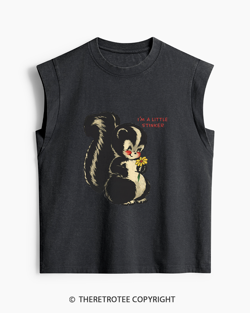 TheRetroTee Im a Little Stinker 1950s Washed Tank Top