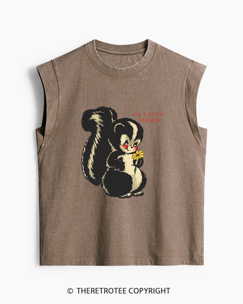 TheRetroTee Im a Little Stinker 1950s Washed Tank Top