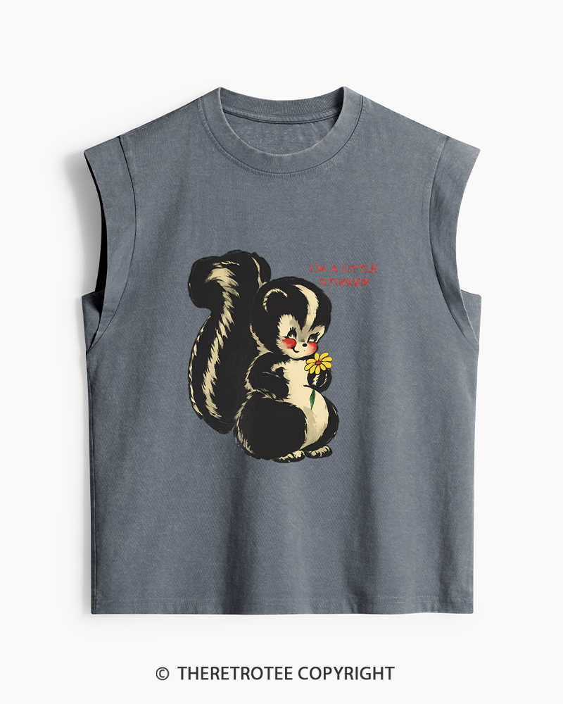 TheRetroTee Im a Little Stinker 1950s Washed Tank Top