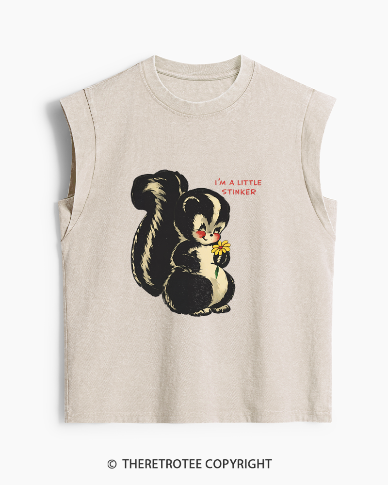 TheRetroTee Im a Little Stinker 1950s Washed Tank Top