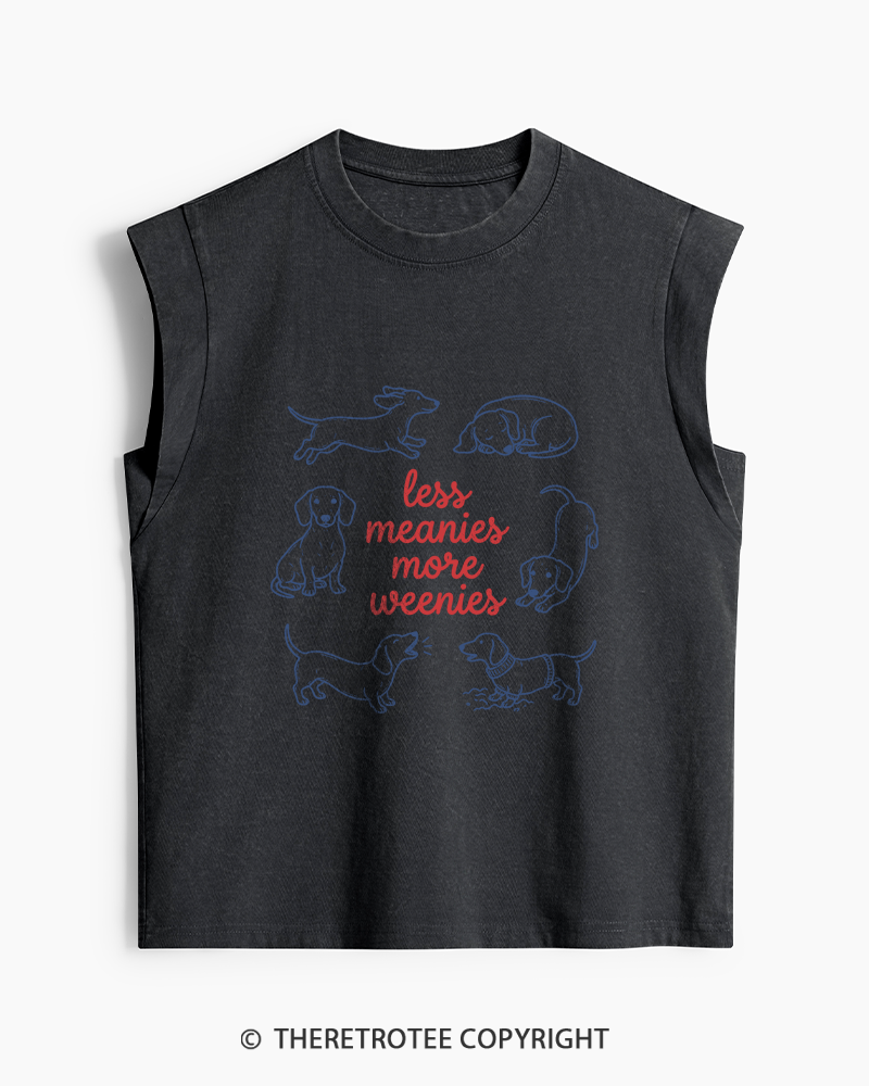 TheRetroTee Less Meanies More Weenies 1980s Washed Tank Top