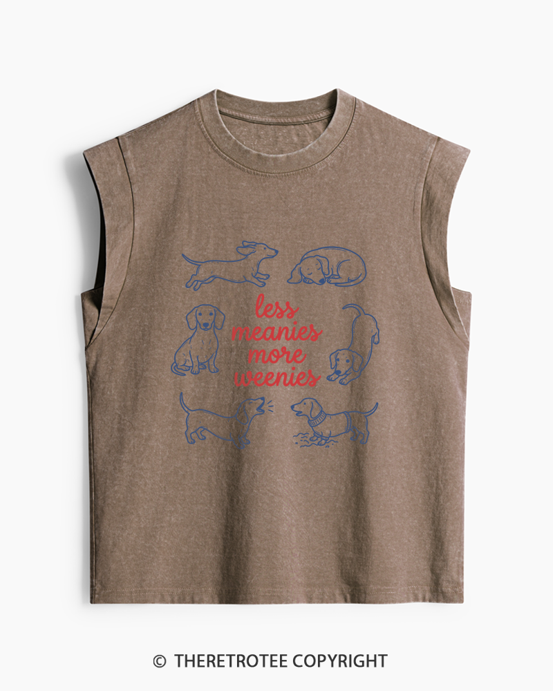 TheRetroTee Less Meanies More Weenies 1980s Washed Tank Top