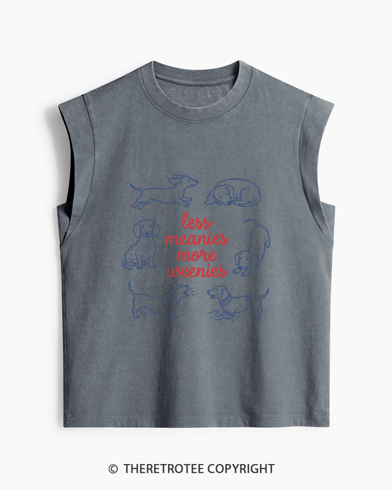 TheRetroTee Less Meanies More Weenies 1980s Washed Tank Top