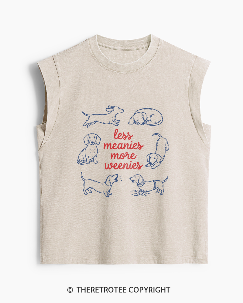 TheRetroTee Less Meanies More Weenies 1980s Washed Tank Top