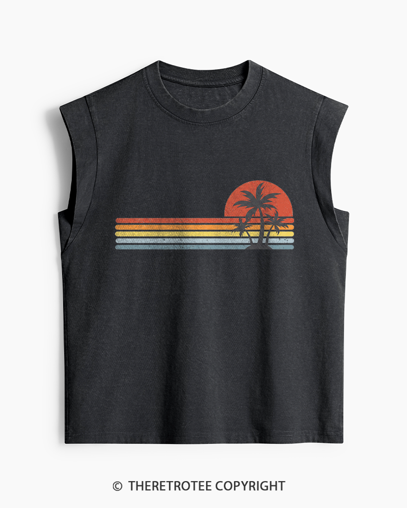 TheRetroTee Tropical Island 1980s Washed Tank Top