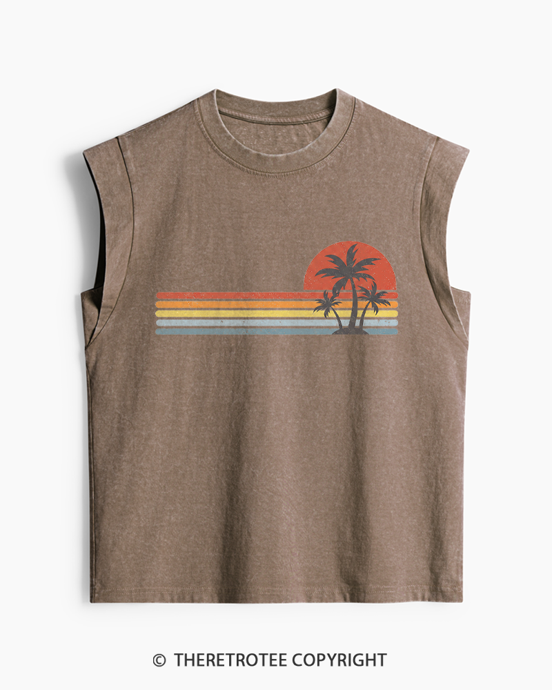TheRetroTee Tropical Island 1980s Washed Tank Top