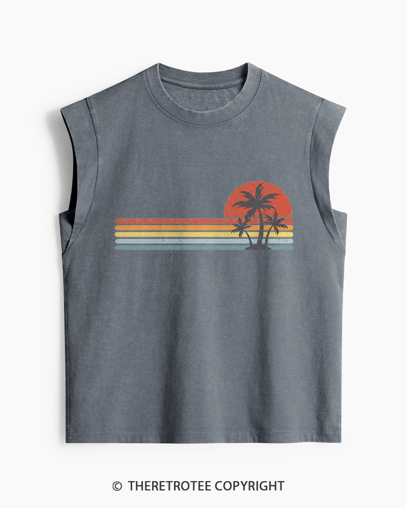 TheRetroTee Tropical Island 1980s Washed Tank Top