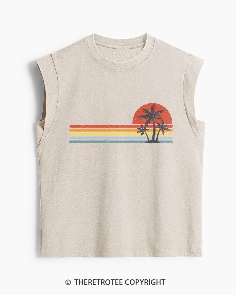 TheRetroTee Tropical Island 1980s Washed Tank Top