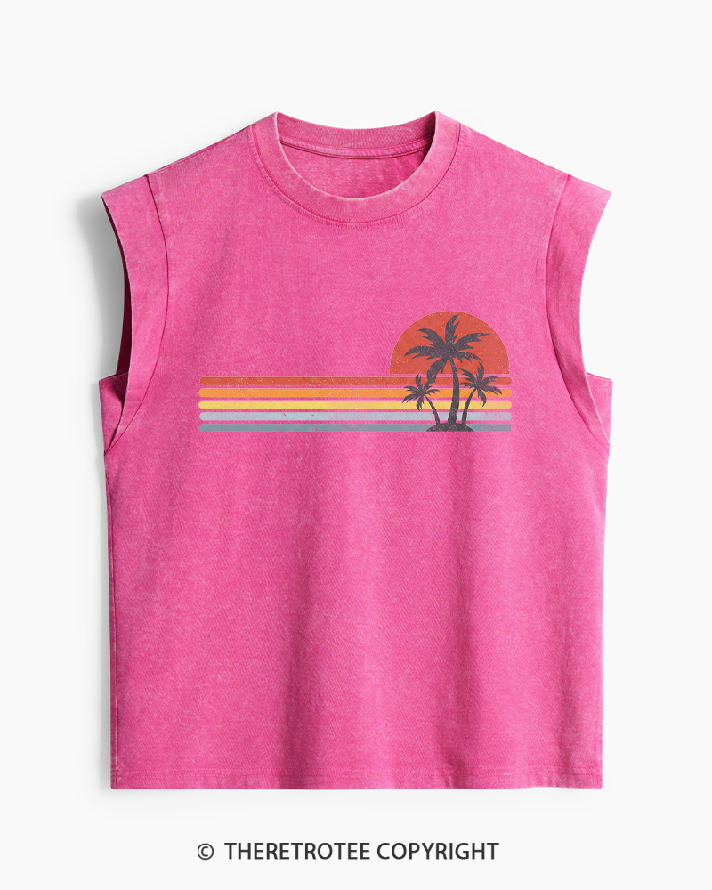 TheRetroTee Tropical Island 1980s Washed Tank Top