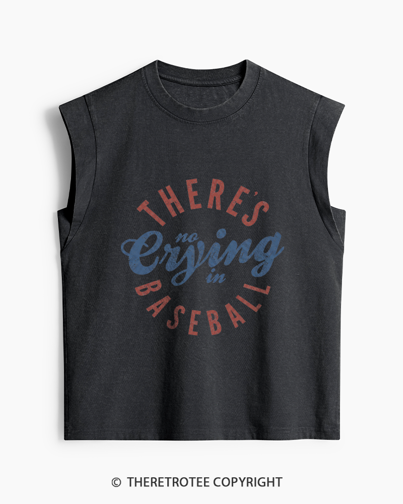 TheRetroTee There’s No Crying In Baseball 1980s Washed Tank Top
