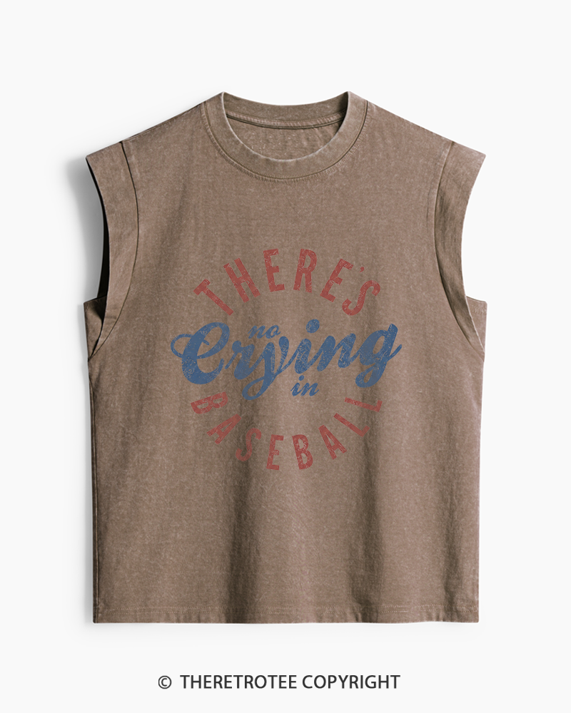 TheRetroTee There’s No Crying In Baseball 1980s Washed Tank Top