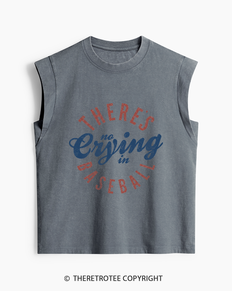 TheRetroTee There’s No Crying In Baseball 1980s Washed Tank Top