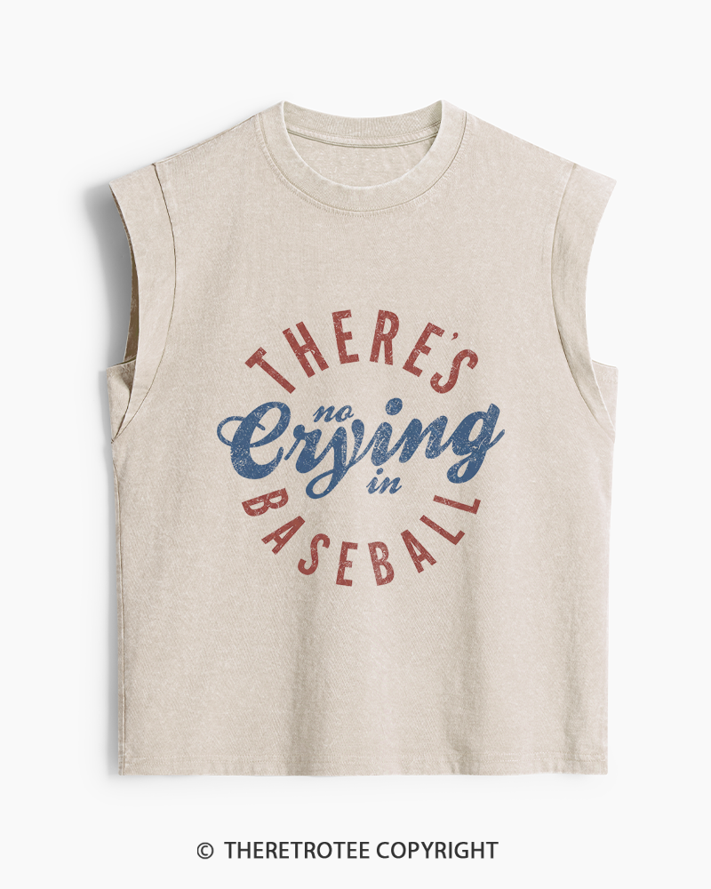 TheRetroTee There’s No Crying In Baseball 1980s Washed Tank Top