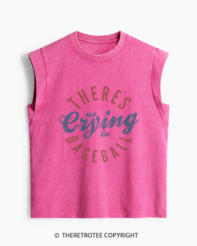 TheRetroTee There’s No Crying In Baseball 1980s Washed Tank Top