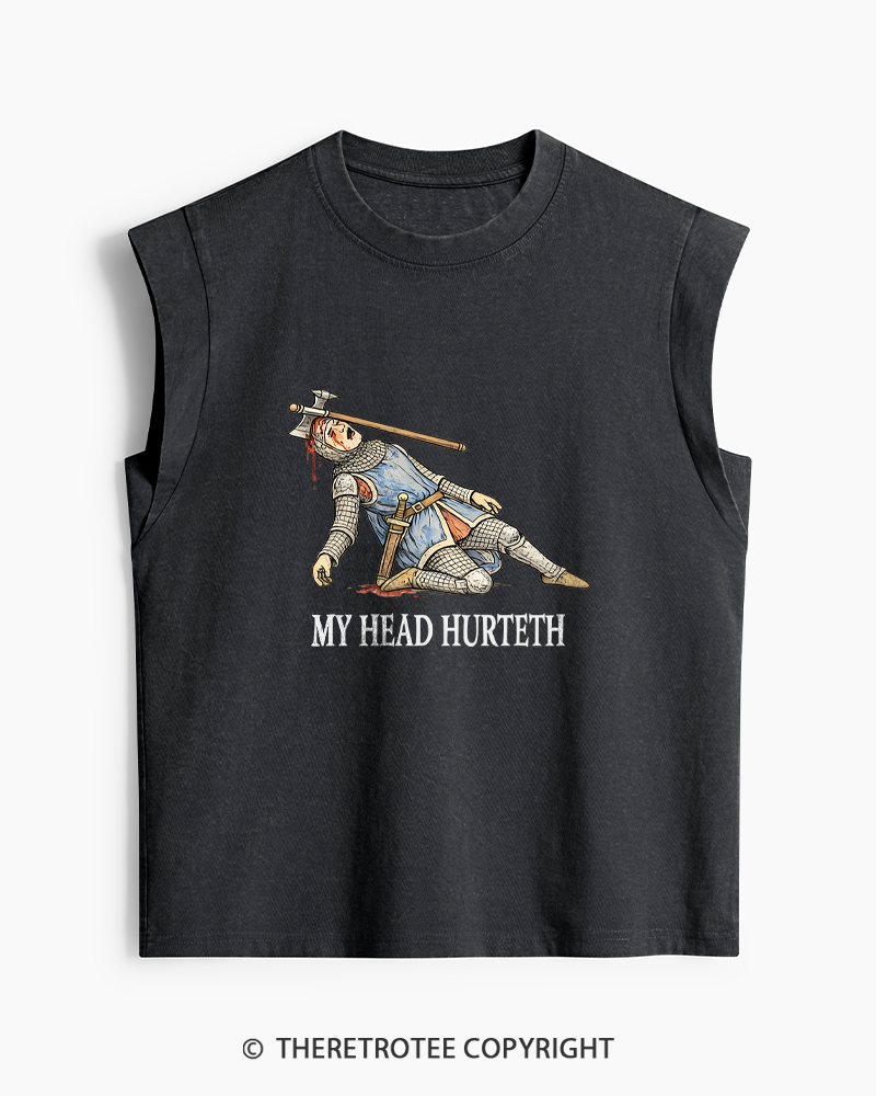 TheRetroTee My Head Hurteth Washed Tank Top