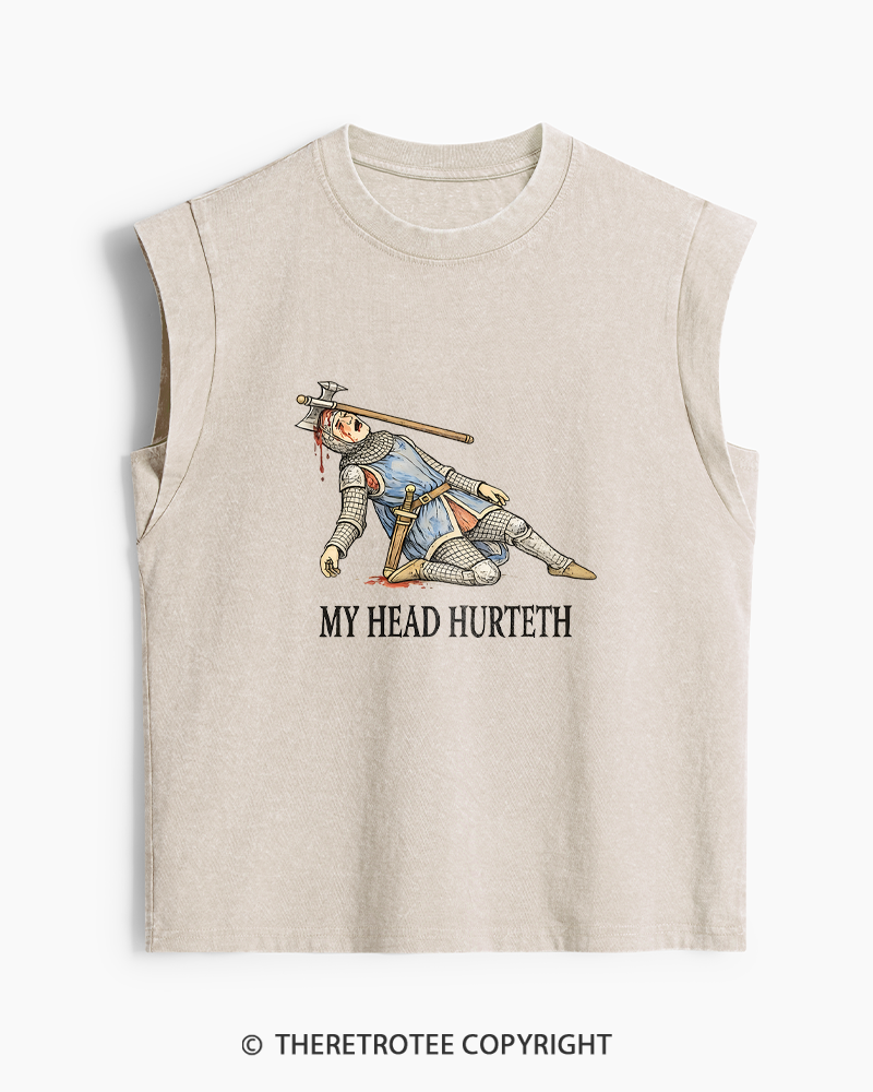 TheRetroTee My Head Hurteth Washed Tank Top