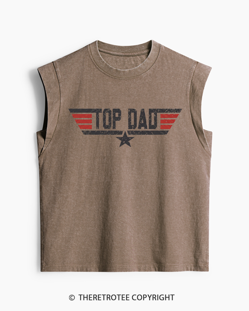 TheRetroTee Top Dad 1980s Washed Tank Top