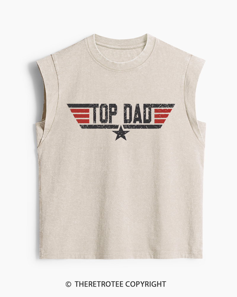 TheRetroTee Top Dad 1980s Washed Tank Top