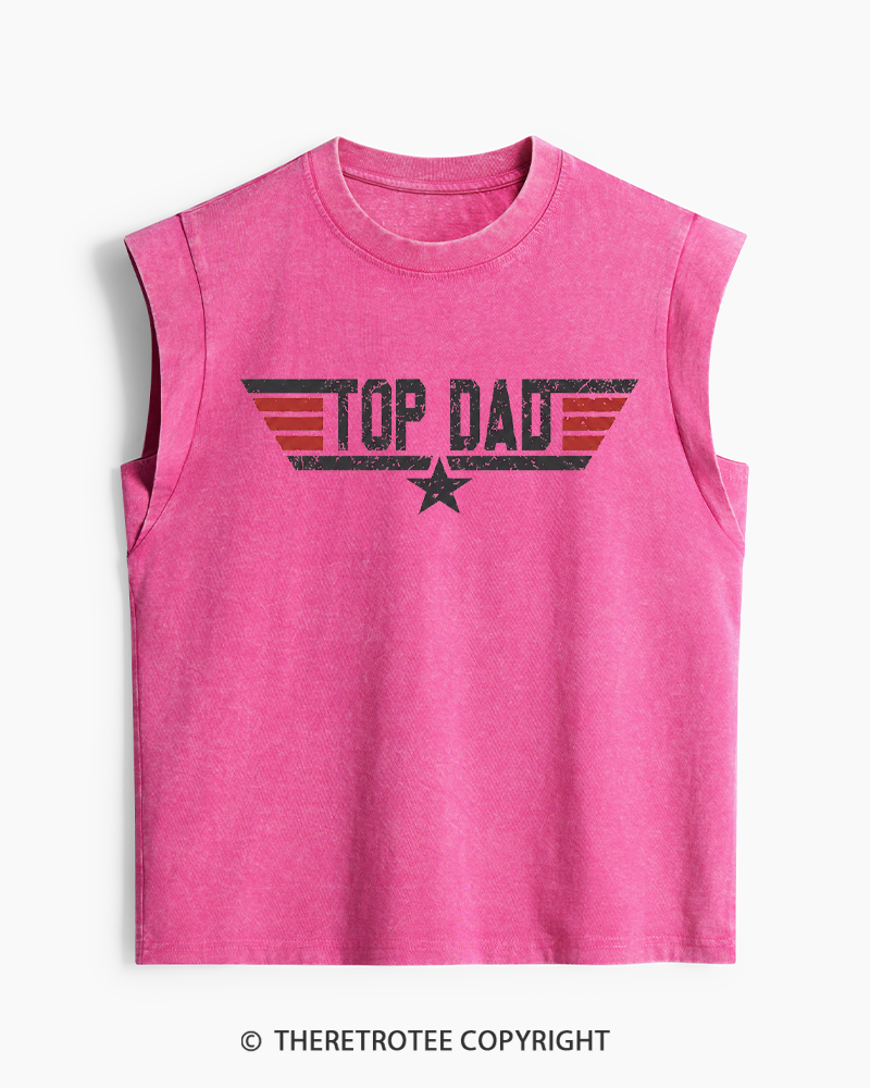 TheRetroTee Top Dad 1980s Washed Tank Top