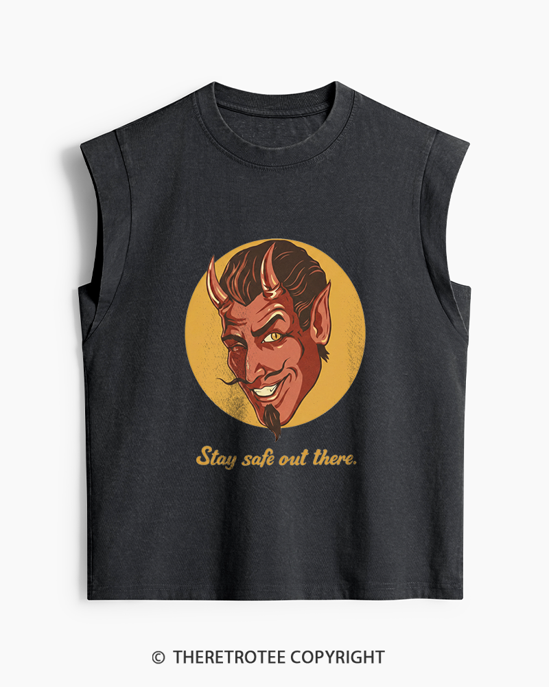 TheRetroTee Stay Safe Out There 1970s Washed Tank Top